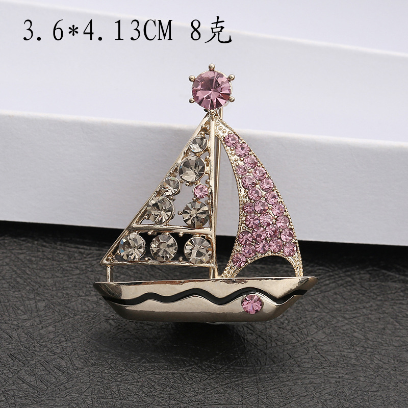 Korean Style Ship Alloy Enamel Inlay Artificial Gemstones Women's Brooches display picture 2