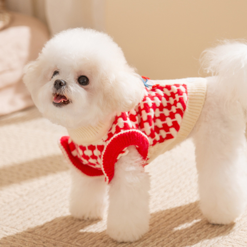 秋季新款樱桃宠物针织毛衣泰迪比熊猫咪狗狗衣服中小型犬宠物服饰|undefined