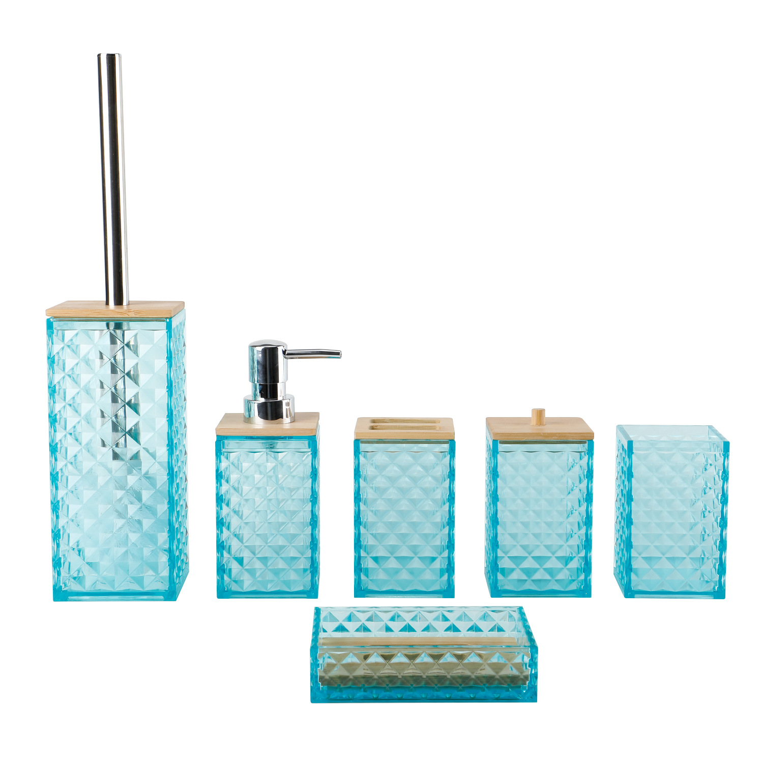 5002-6 Set de cubierta de bambú de seis piezas - nuevo azul