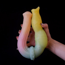 鸞鳳雙頭馬屌陽具男女同性戀自慰高潮性用品 彩色怪獸肛塞性玩具