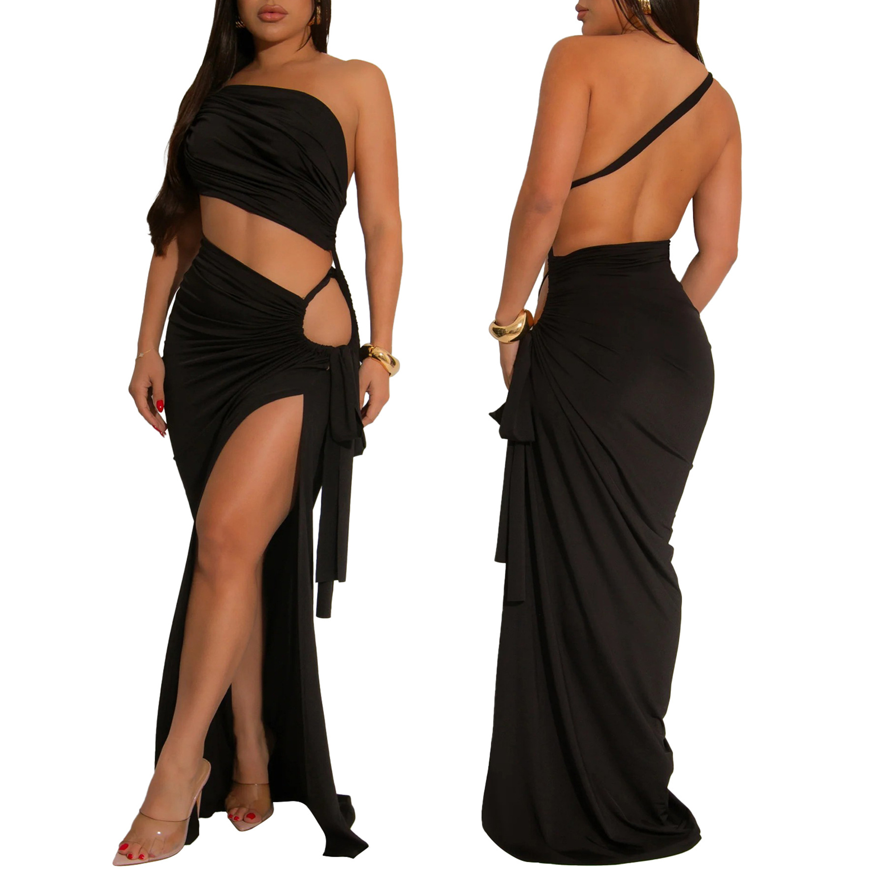 345g Weight Maxi Long Dress Dress Length Type Sleeveless Sleeve Length Sheath Dress Dresses Type Polyester Fabric Type High Waist Waist Line Banquet, Cocktail Party Occasion Strapless, Oblique collar Neckline Slim Fit Type Solid Color Pattern Summer Season Women's Gender Sexy, Streetwear Style Wholesale Women's Sexy Streetwear Solid Color Banquet Cocktail Party Strapless Oblique Collar Sleeveless Sheath Dress 1