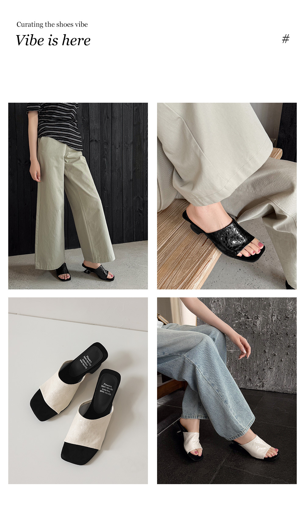 Sandal cao gót nữ mũi vuông hở ngón, gót xuồng 7 cm, da cừu mềm — màu đen, màu trắng ngà chi tiết 1
