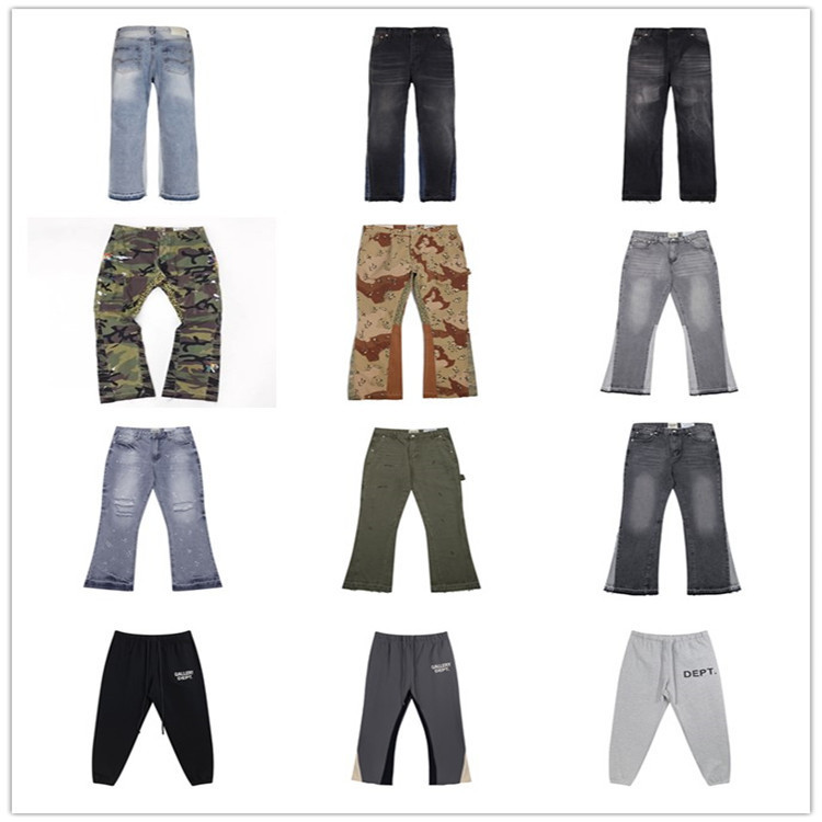 American-style GALLERY DEPT splash ink graffiti micro horn stitching hole casual loose jeans long pants trendy American-style GALLERY DEPT splash ink graffiti micro horn stitching hole casual loose jeans long pants trendy
