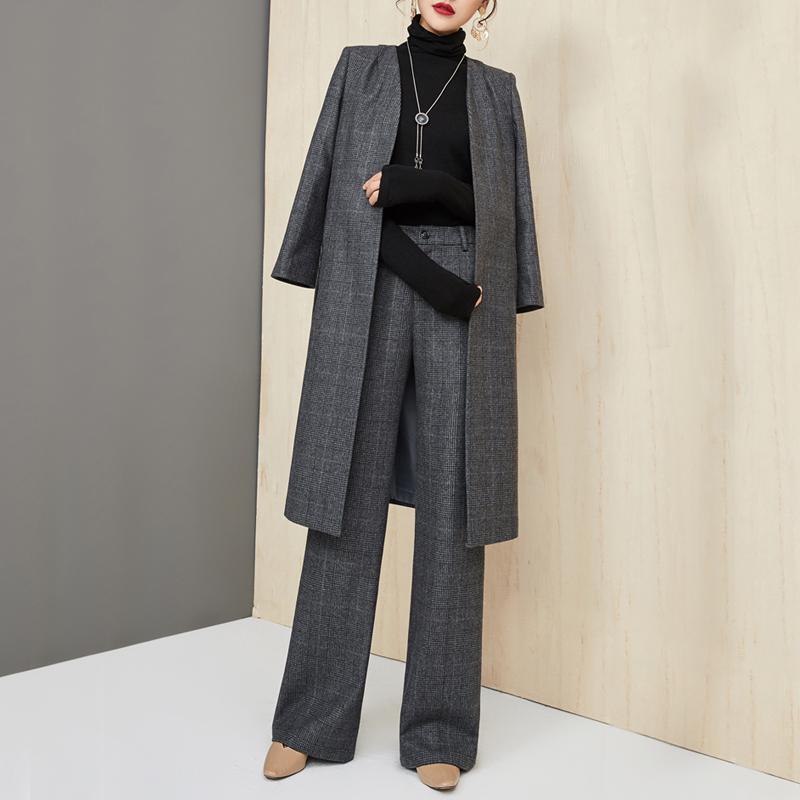 2026 New Women's Autumn and Winter Mid-Length Two-Piece Woolen Coat and Wide-Leg Pants Casual Fashion Set for Women 2026 New Women's Autumn and Winter Mid-Length Two-Piece Woolen Coat and Wide-Leg Pants Casual Fashion Set for Women