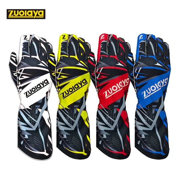 Karting Long Racing Gloves with Outer Seam Design, Non-Slip, Lightweight, Full-Length Silicone, Wear-Resistant and Patternable