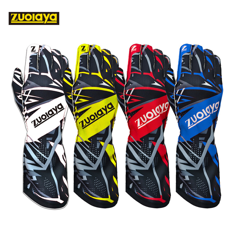 Karting Long Racing Gloves with Outer Seam Design, Non-Slip, Lightweight, Full-Length Silicone, Wear-Resistant and Patternable