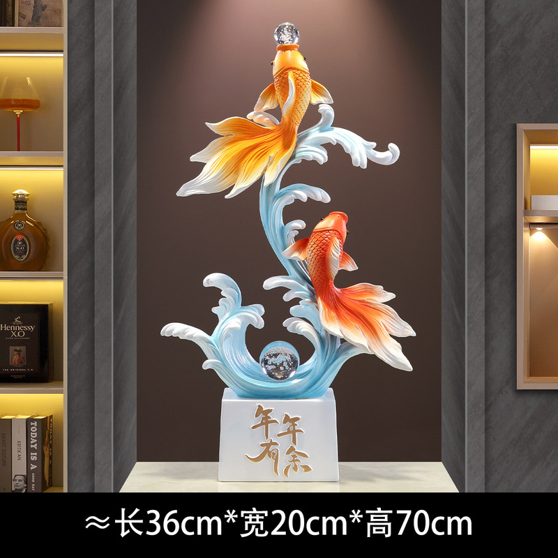 入户玄关招财锦锂年年有鱼大摆件客厅壁龛轻奢高档装饰品乔迁礼物|undefined
