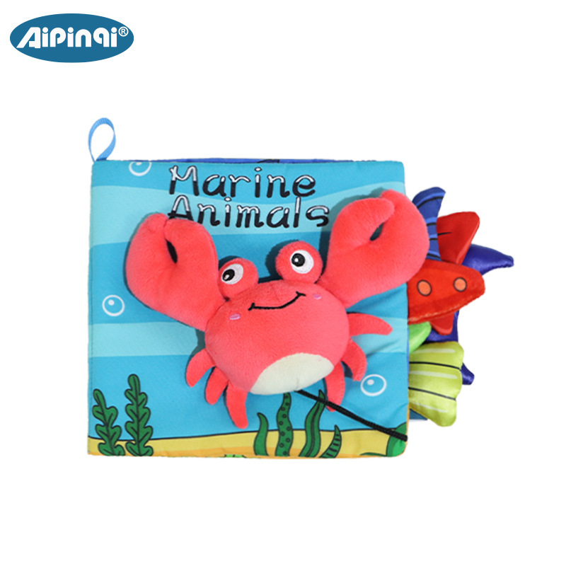 Aipinqi a prueba de desgarros educación temprana libro de tela educativo 0-1 años de edad papel de timbre juguete bebé libro de tela bebé educación temprana