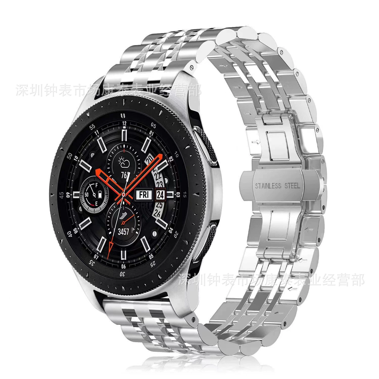 Подходит для Samsung Watch Galaxy Watch7/6/5 Huawei GT4 Seven-бусина нержавеющая сталь с металлом умные часы