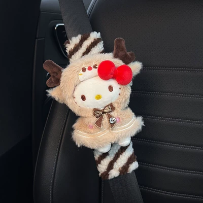 Couple Set for Women — Seat belt shoulder pad - brown-striped-shoulder-pads-a-deer-and-a-safe-kitty