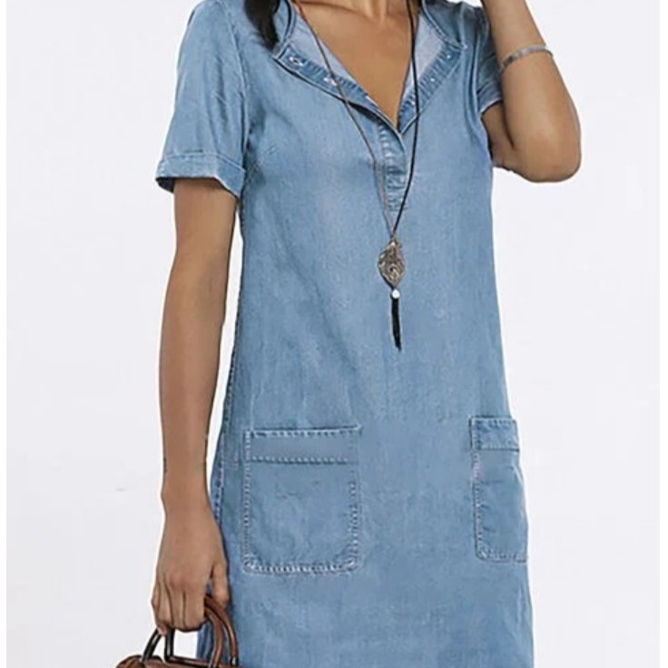 20223 Aliexpress Amazon Ebay Cross-Border New Pure Color Denim Thin Midi Dress Denim Skirt