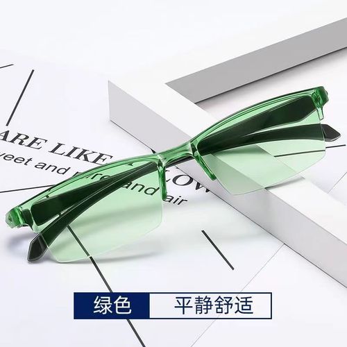 New Smart Variable Focus Rimless Blue Light Blocking Reading Glasses for Street Vending and Wandering with Progressive Yellow Lenses