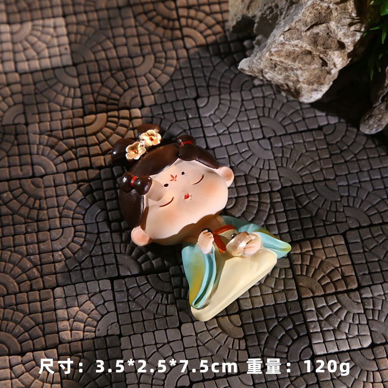新作の中国風唐時代の女性の首振り置物、樹脂工芸品、古代風少女のデスクトップや車載装飾品|undefined