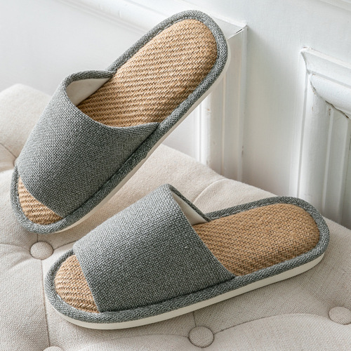 Japanese simple cotton and linen slippers, universal for all seasons in spring and autumn, men's home indoor household couple linen slippers wholesale