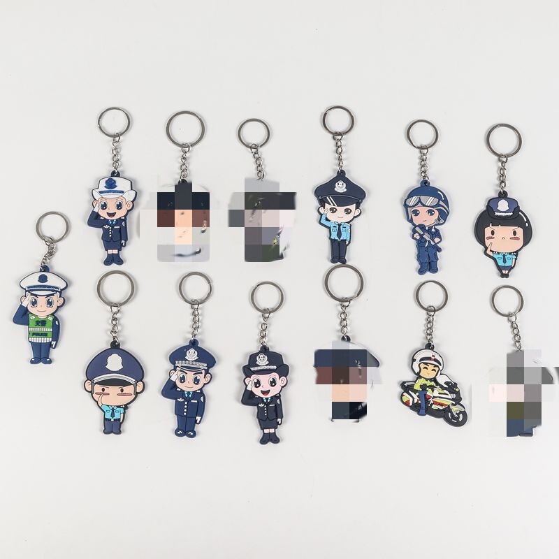 Spot Wholesale Cartoon Police Keychain Pendant Pvc Soft Glue Creative Doll Pendant Event Advertising Small Gifts