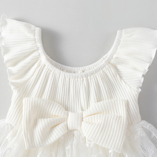Baby's first birthday dress 2024 cross-border new full moon dress for girls, baby net lace sleeve summer princess dress