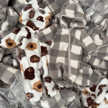 外贸童装批发 婴儿连帽外出棉服连体衣 男宝 欧美原单