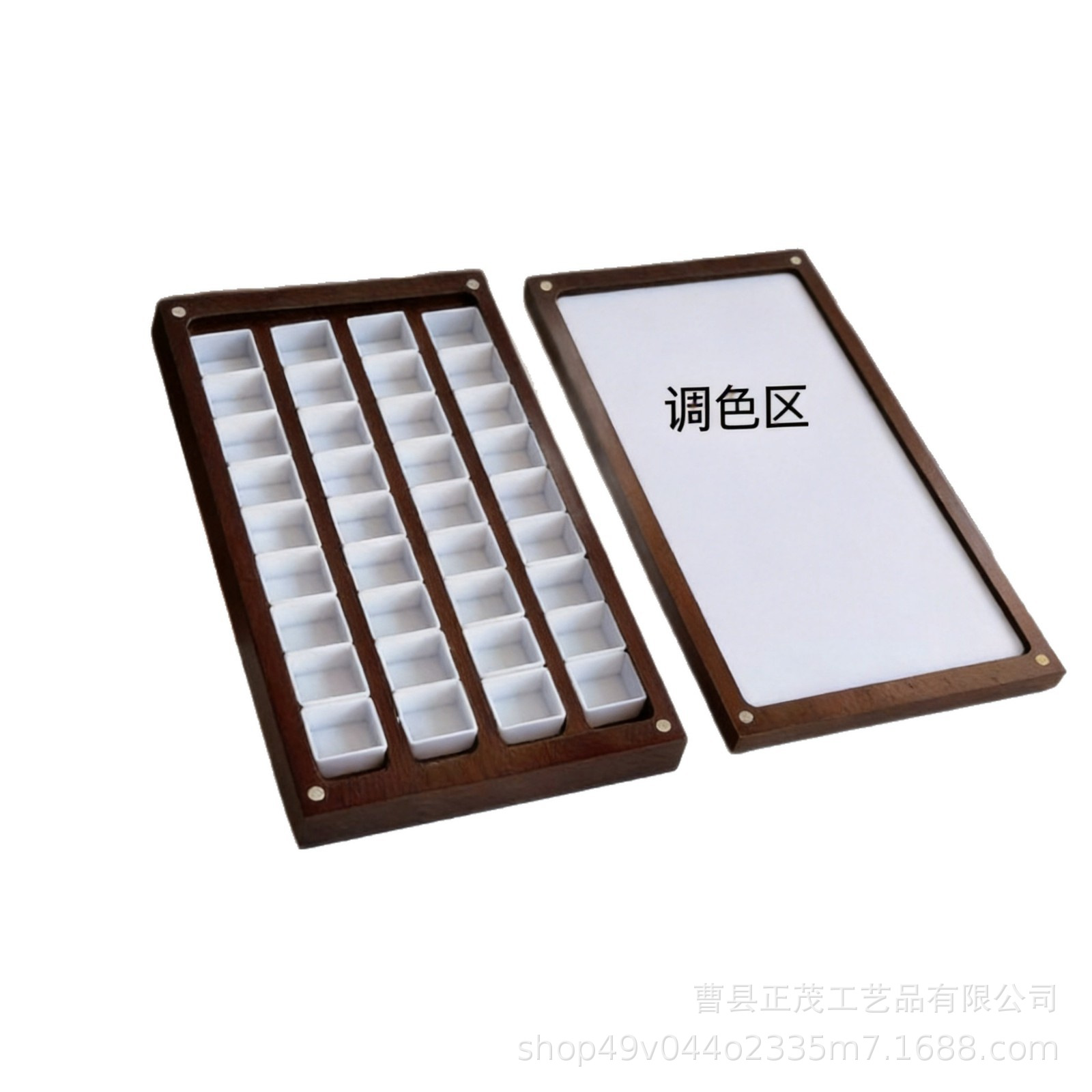 Paleta de mezcla de pintura al óleo de 15 colores Walnut, caja de madera portátil, paleta de acuarela, caja de pintura acrílica de madera