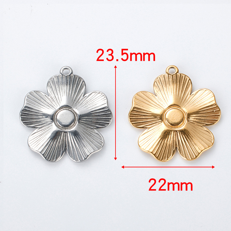 DIY Jewelry Accessories Classification 1 Piece Quantity 1 Piece 304 Stainless Steel Heart Shape Flower Pendant