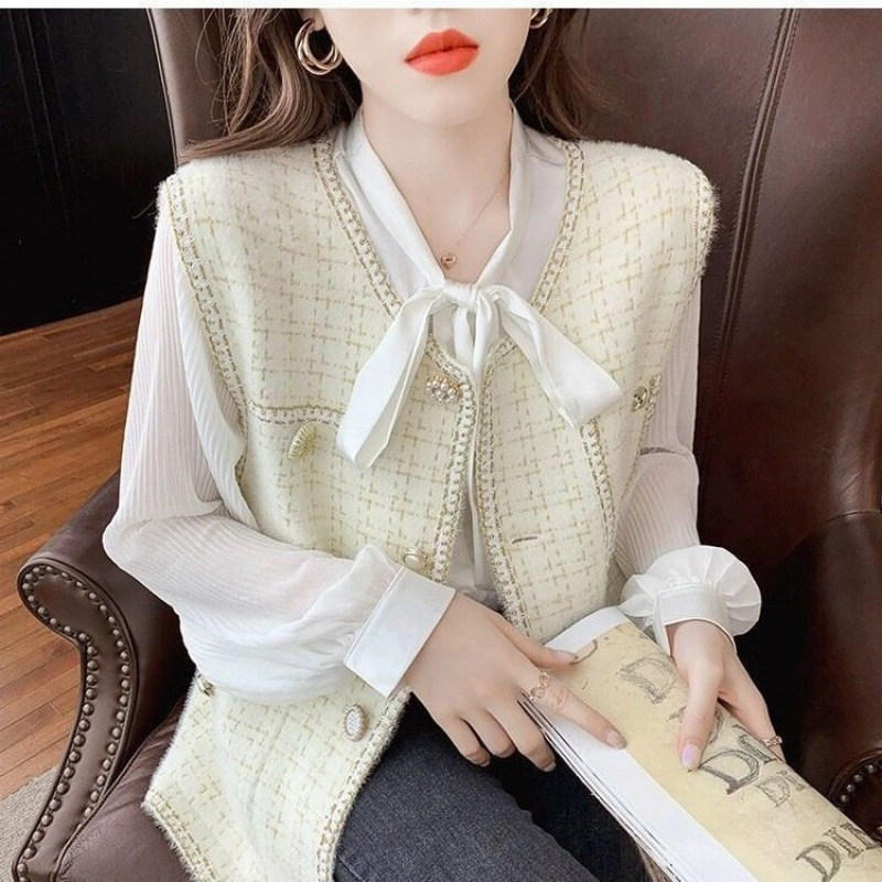 2026 Spring and Autumn New Style Chanel-Style Women's Vest Fashionable Tweed Short Jacket Chic Vest Top