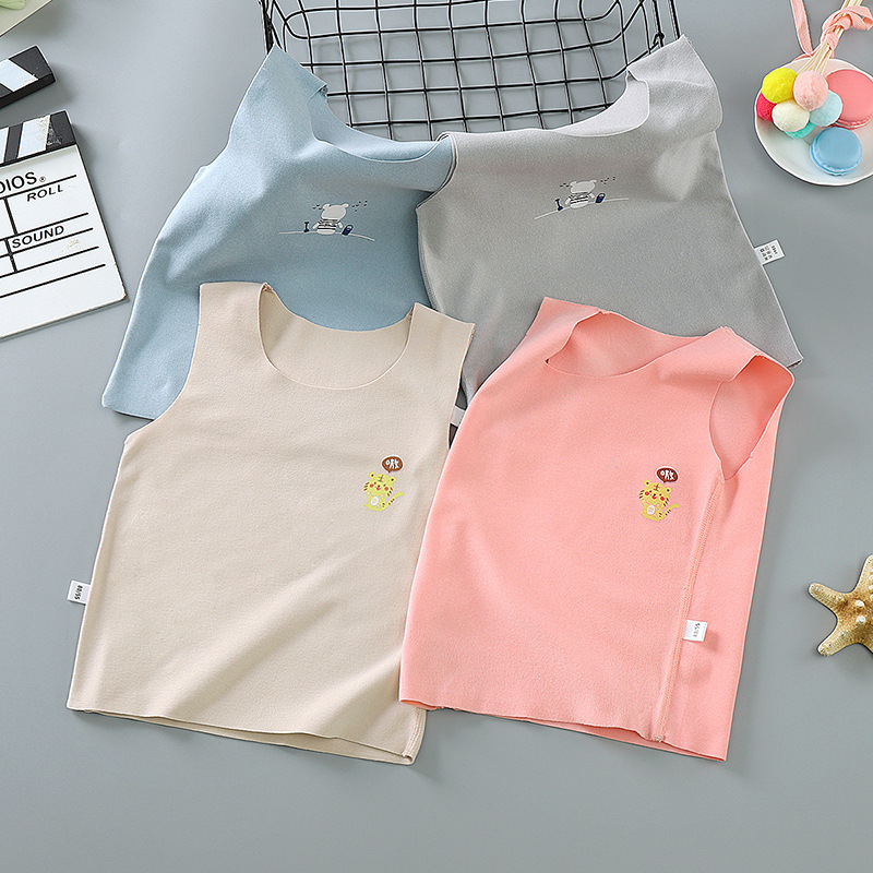 Baby Underwear Men's and Women's Children's Cold Warm Fleece Lined Vest Top Innerwear Invisible Boneless Fleece Strap