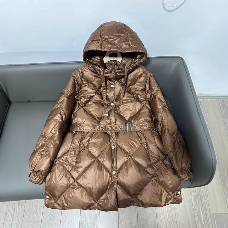 秋冬新款欧洲站菱格短款收腰显瘦连帽max女羽绒服外套|undefined