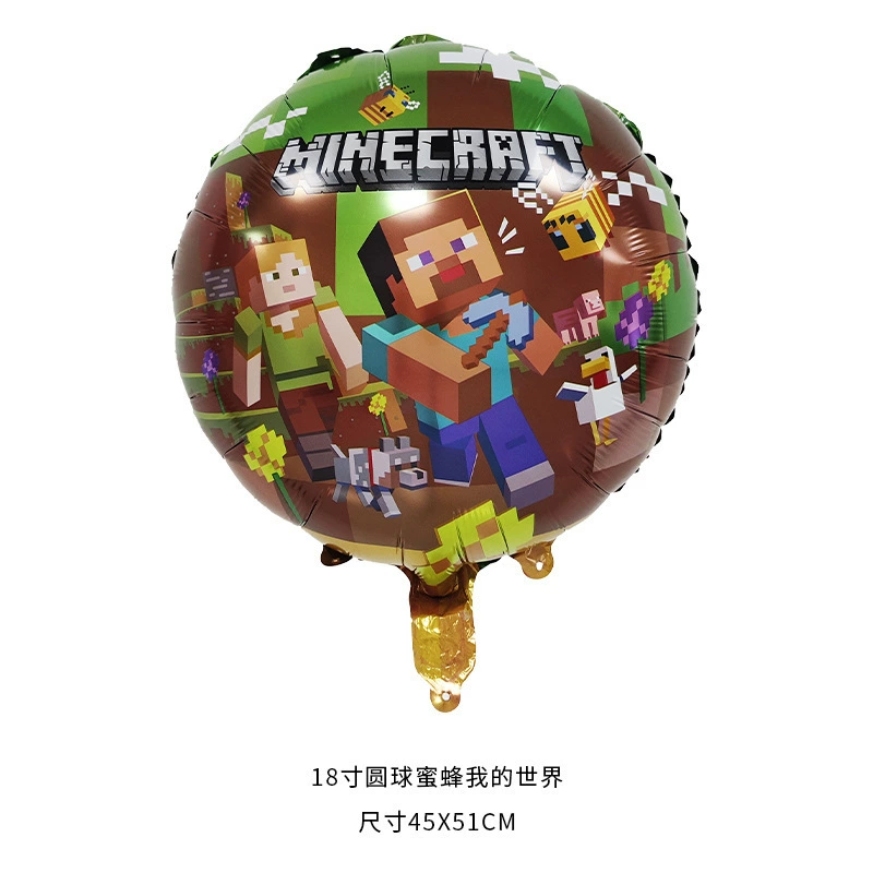 Кросс-бордер мультфильм зелёная клетчатая воздушная шар Steve Pixel против Roblox набор планировка алюминиевый фильм воздушный шар оптом