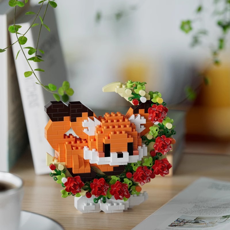 Cubierta de polvo, bloques de construcción, flores, compatible con Lego en maceta, flores de hibisco, juguetes para niños, niñas, venta al por mayor transfronteriza