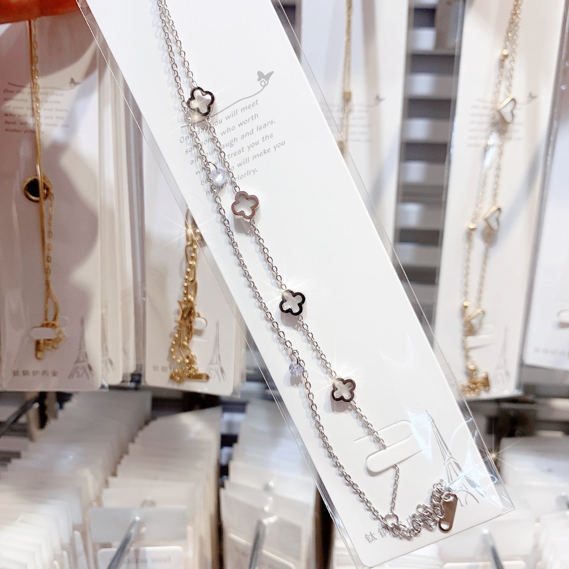 스틸 컬러 중공 이중층 상감 지르콘 팔찌(스틸 중공)