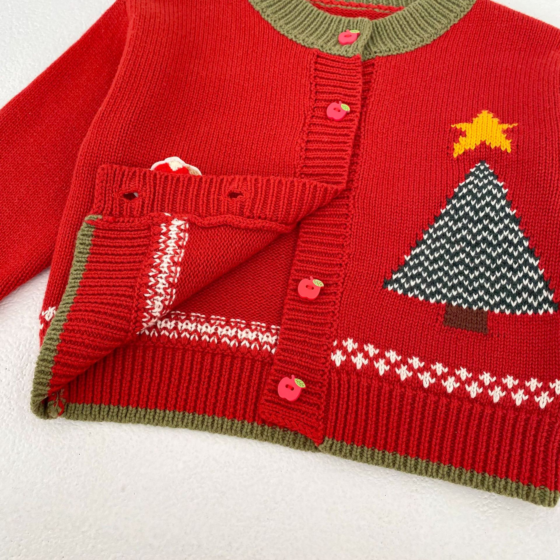 Children's Cardigan Christmas Clothes Baby Cotton Crew Neck Coat Top