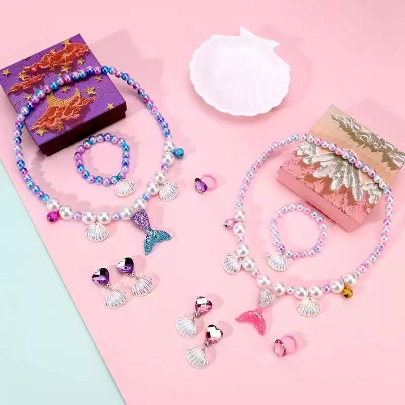 Collar de perlas para niños juegos de estudiantes collar de sirena para mujeres lindas transfronterizas accesorios de ropa de niñas mayorista