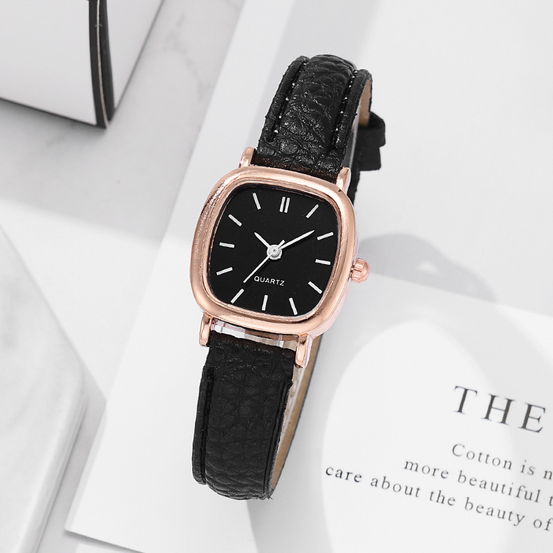 Montre pour femme avec ceinture à quartz pour étudiante, simple, carrée et personnalisée_voghion.com