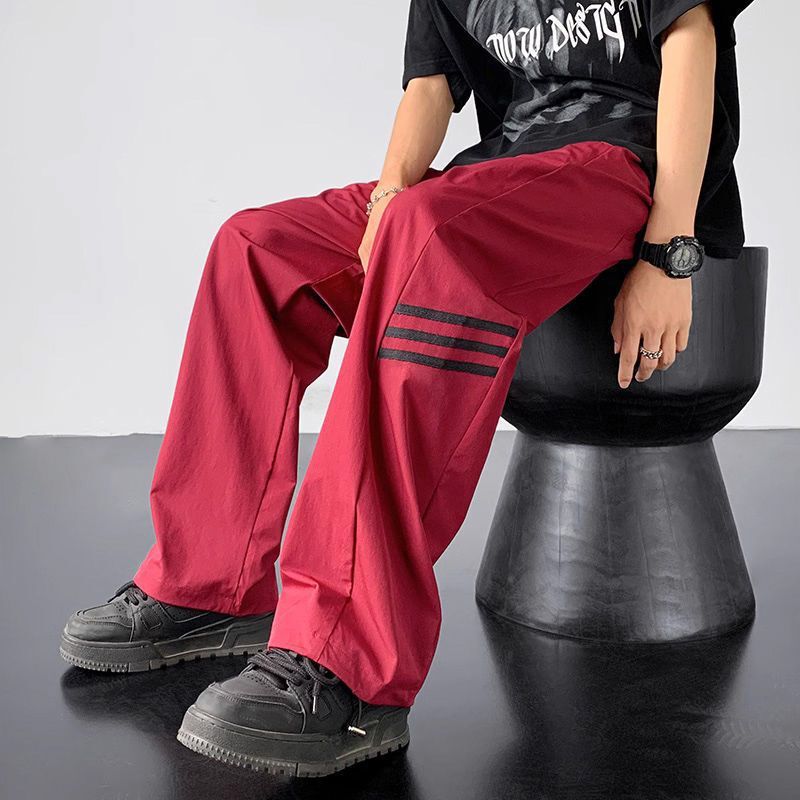 Summer 2023 New Red Thin Parachute Soldier Three Bar Pants Men's American Style Summer Pants Men's Charge Pants Summer 2023 New Red Thin Parachute Soldier Three Bar Pants Men's American Style Summer Pants Men's Charge Pants