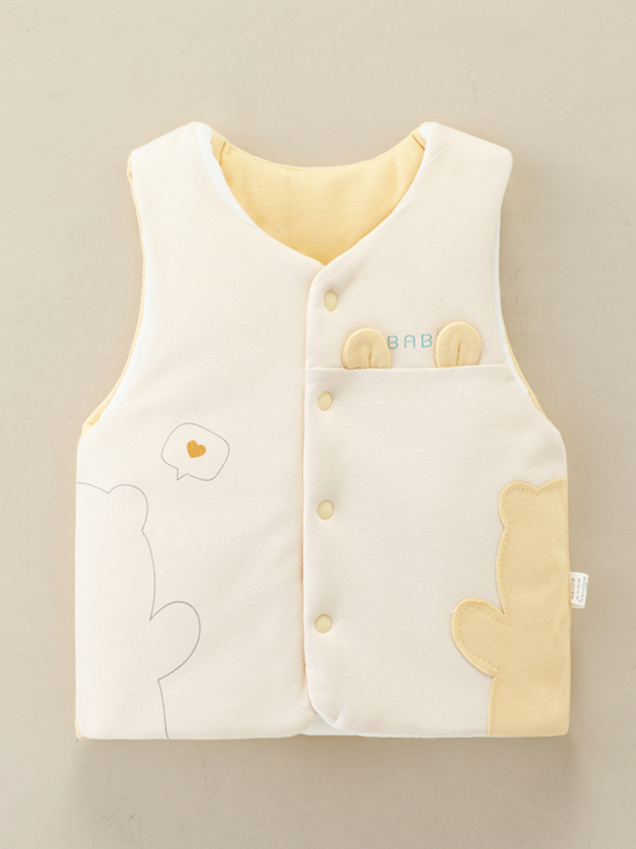 Baby vest autumn and winter quilted thickened baby spring and autumn pure cotton outer wear class a Boys and Girls warm vest