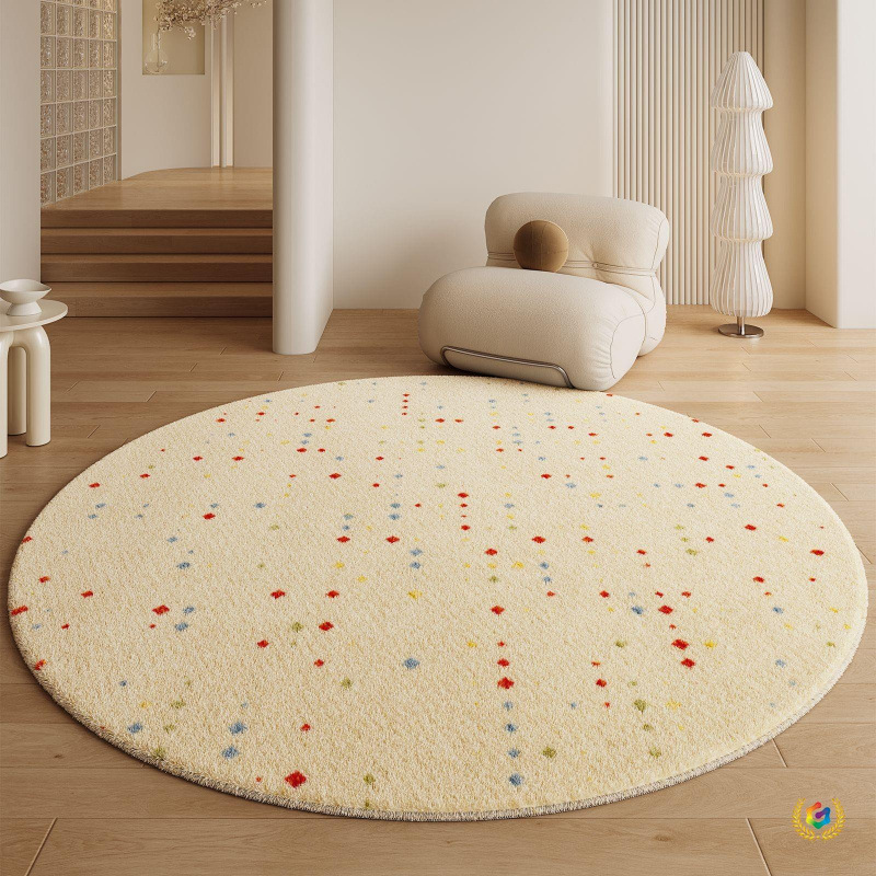 Cross-Border Wholesale Round Faux Cashmere Carpet for Living Room 2025 New Style Cloakroom Thickened Non-Slip Study Sofa Chair
