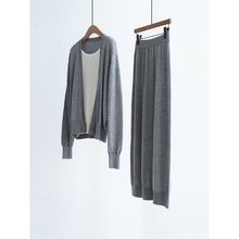 时髦日奢风桑蚕丝羊毛混纺假两件针织衫+OP半身裙中长裙两件套装