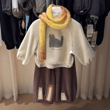 韩版童装2025秋冬新品卡通卫衣加绒龙猫休闲卫裤男女童洋气