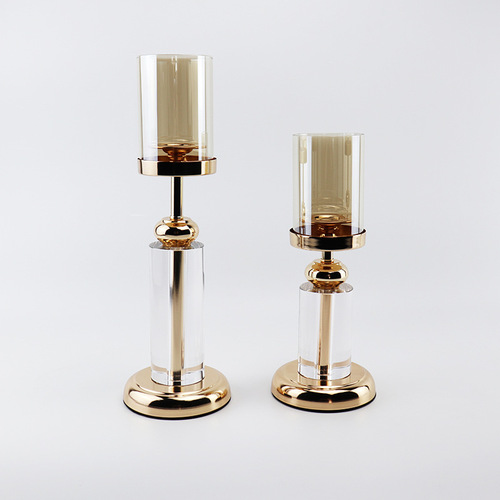 Nordic light luxury crystal candle holder model room living room entrance crystal ornaments home candlelight dinner brilliant candle holder
