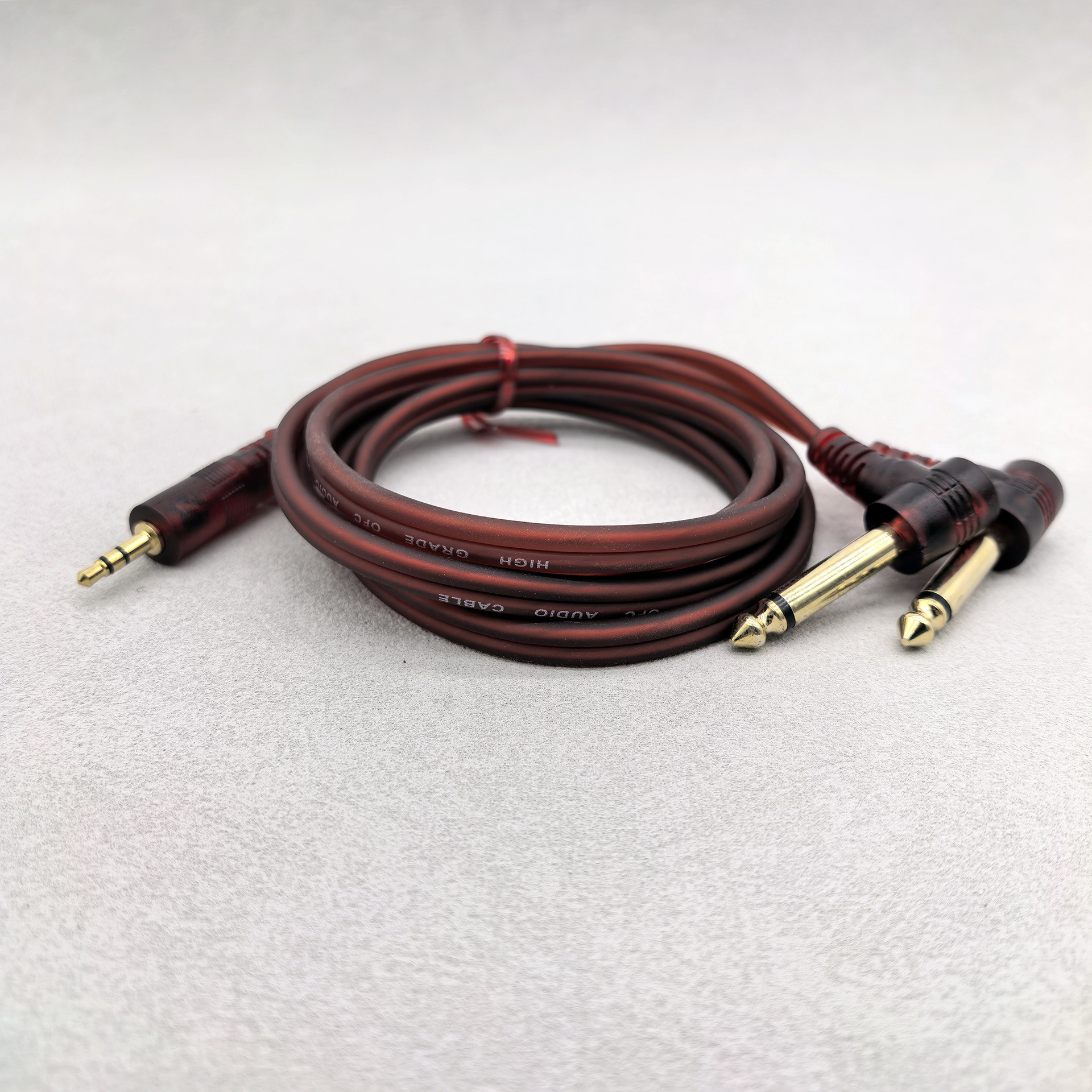 3.5转双6.35弯头 音频转接线 3.5MM转双6.5弯头 调音台连接线 音