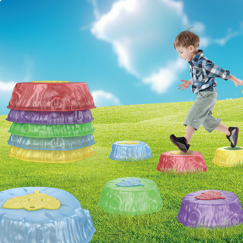 Entrenamiento sensorial infantil antideslizante entrenamiento sensorial arco iris cruzar el río piedra equilibrio pisotear puente piedra juguetes deportivos transfronterizos