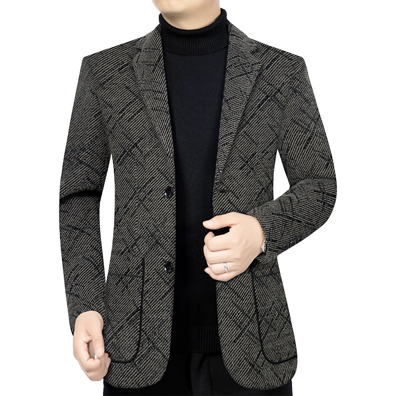 2023 primavera y otoño traje de mediana edad de los hombres delgados de papá casual de una pieza ropa superior sin planchar chaqueta de traje de hombre