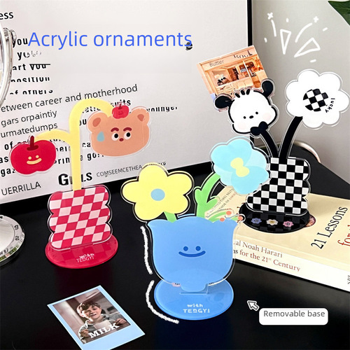 Tengyi Original Cute Acrylic Bookmark Creative Desktop Flower Ornament Girl Multifunctional Folder Wholesale