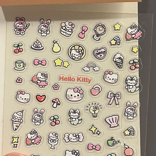 The same cute Hello Kitty cat nail sticker embossed 3D Kitty cat kt water cup phone sticker