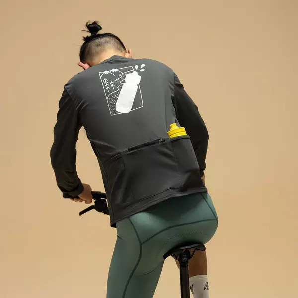 2025 Wilderness Print Cycling T-Shirt with 3 Pockets, Long Sleeve, Sweat-Wicking, Sun Protection, Casual Commuting Sports Wear