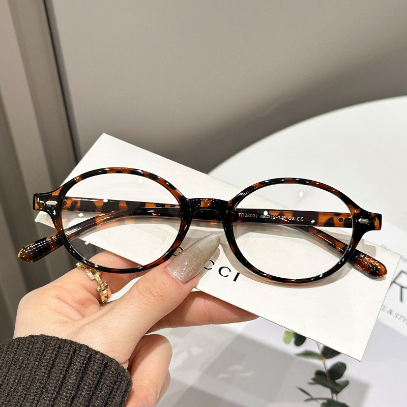 FakeオタクTRフレーム楕円形可フィット度高级感女性べっこうメガネすっぴんフレームメガネフレーム