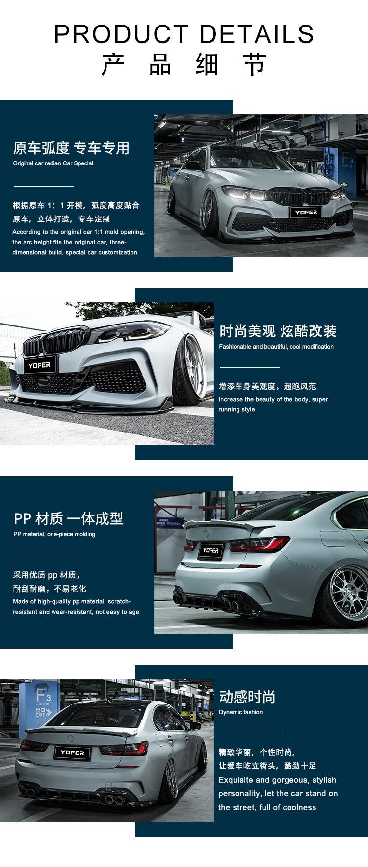 Suitable for Yofer Bmw 3 Series G20G21G28 Large Surround Front Shovel Front Bumper Rear Lip Tail Wing Side Skirt Rear Spoiler