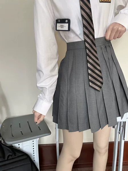 JK uniform, classic pleated skirt, solid color, basic style