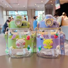 可愛小熊塑料杯高顏值學生吸管杯便攜女生帶濾網泡茶水杯大容量杯