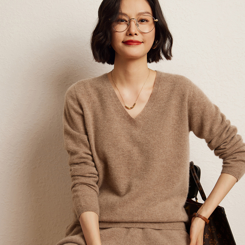 Consaini Cashmere V-neck Knit Shirt Women's First-line Garment Basic Pullover plus size Sweater Base Shirt New Consaini Cashmere V-neck Knit Shirt Women's First-line Garment Basic Pullover plus size Sweater Base Shirt New