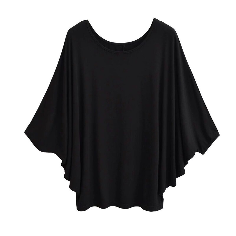 Casual style for plus-size women 150kg Loose oversized T-shirt for women, comfortable and versatile, solid color bat-sleeve top for women, outerwear top Casual style for plus-size women 150kg Loose oversized T-shirt for women, comfortable and versatile, solid color bat-sleeve top for women, outerwear top